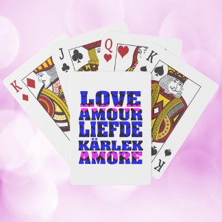 Jeu De Cartes L'amour dans les langues étrangères Coeurs Bleu ro