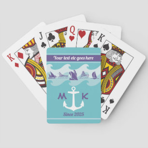 Jeu De Cartes L'Ancre ondule le monogramme nautique de yacht de