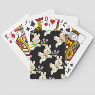 Jeu De Cartes Lapin avec la bande dessinée de fleurs