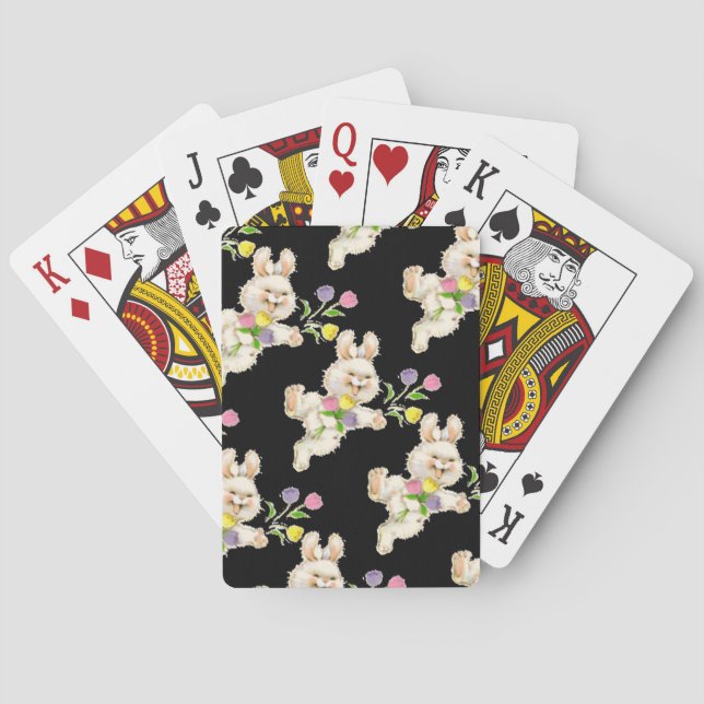 Jeu De Cartes Lapin avec la bande dessinée de fleurs (dos)