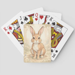Jeu De Cartes Lapin brun mignon dans une forêt