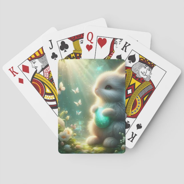Jeu De Cartes Lapin de forêt magique de bois œuf (dos)