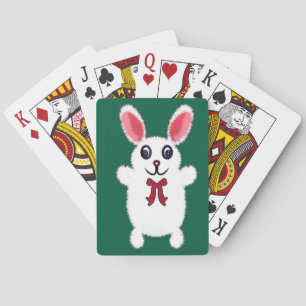Jeu De Cartes Lapin de Pâques Mignon, Doux et Blanc avec un Nœud