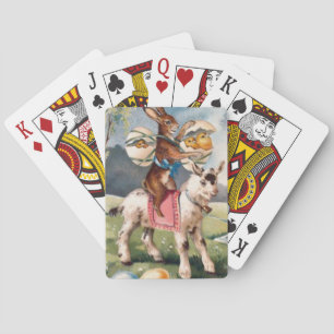 Jeu De Cartes Lapin de Pâques Poussin Oeuf Peint Coloré Chèvre