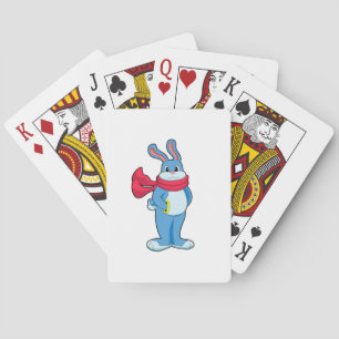 Jeu De Cartes Lapin en hiver avec Écharpe