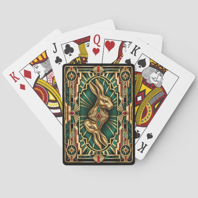 Jeu De Cartes Lapin, Faune Art Déco (dos)