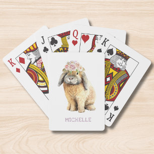 Jeu De Cartes Lapin Floral Aquarelle Personnalisé