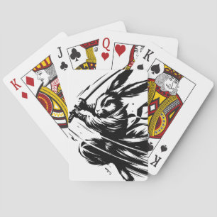 Jeu De Cartes Lapin Guerrier à l'Encre Noire Samouraï