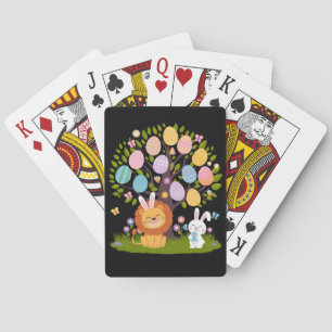 Jeu De Cartes Lapin Lion de Pâques Mignon Arbre Chasse aux Oeufs