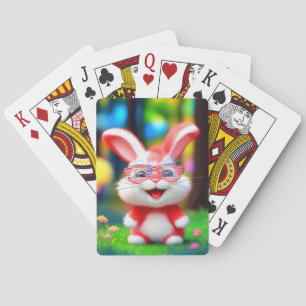 Jeu De Cartes Lapin Rouge avec Lunettes Américaines Dessin Animé