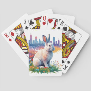 Jeu De Cartes Lapin Vintage Animal Nature Arbre Forêt Ville Art