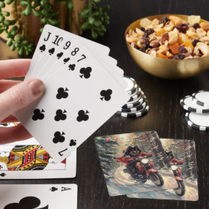 Jeu De Cartes Lapphund Finlandais Chien à cheval Moto Noël