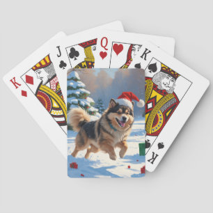 Jeu De Cartes Lapphund finlandais coule la neige avec le Casquet