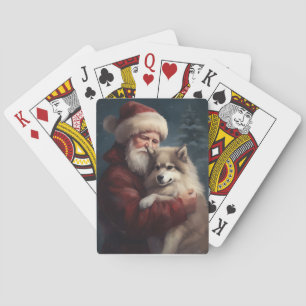 Jeu De Cartes Lapphund finlandais Père Noël Noël festif
