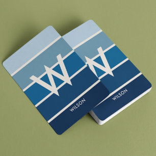 Jeu De Cartes Large Bleu Riche Gradient rayé Monogramme personne
