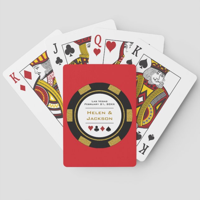 Jeu De Cartes Las Vegas Gold Black White Poker Mariage Chip (dos)