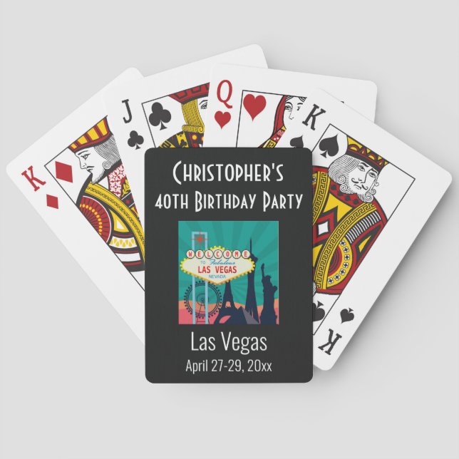 Jeu De Cartes Las Vegas Landmark Anniversaire Fête Voyage Favori (dos)