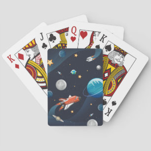 Jeu De Cartes L'astronaute spatiale Navette Voyage Lune étoiles