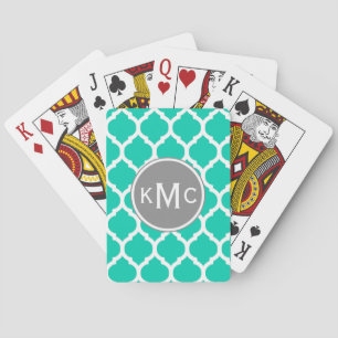 Jeu De Cartes Lattice marocain turquoise gris