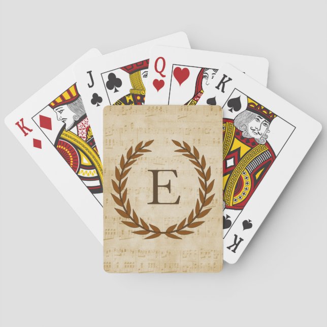 Jeu De Cartes Laurel Wreath Sheet Musique Monogramme initial E (dos)