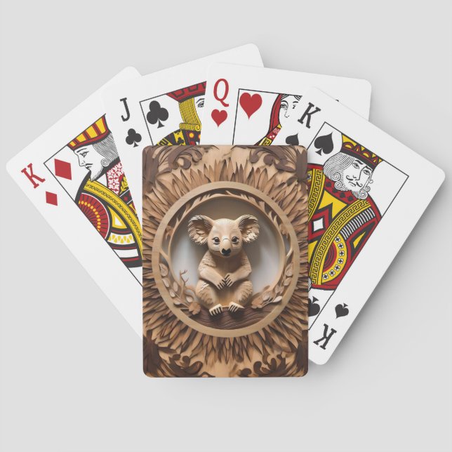 Jeu De Cartes L'Australien Koala Bear Wood Carving, (dos)