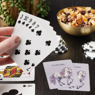 Jeu De Cartes Lavande Blanc Floral Cheval Cowgirl