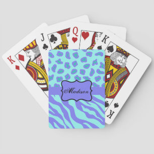 Jeu De Cartes Lavande Turquoise Zebra Leopard Nom de la peau Per