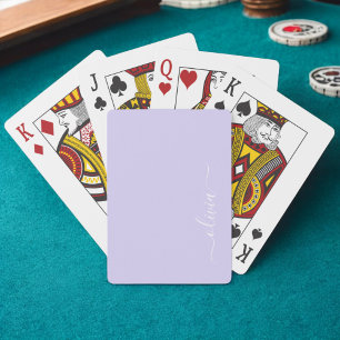 Jeu De Cartes Lavende Violet Moderne Écriture Féminine Monogramm