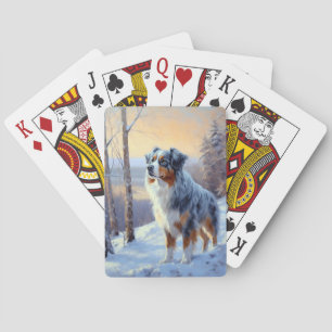 Jeu De Cartes Le Berger Australien Laisser Neige Noël