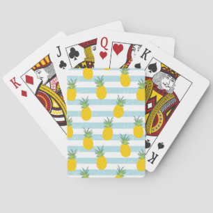 Jeu De Cartes Le blanc bleu à la mode barre le motif d'ananas