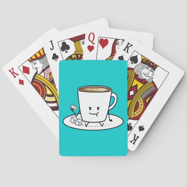 Jeu De Cartes Le café de latte de tasse de café mangeant du (dos)