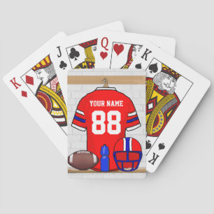 Jeu De Cartes Le football bleu blanc rouge personnalisé Jersey
