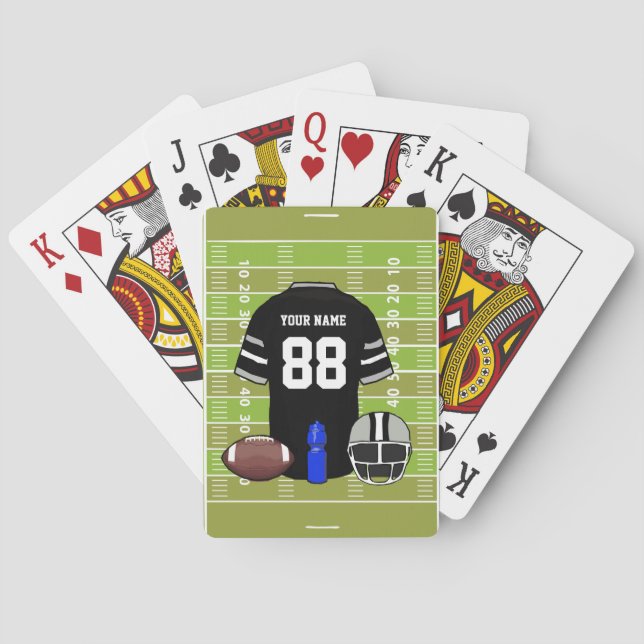 Jeu De Cartes Le football noir et gris fait sur commande Jersey (dos)