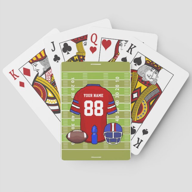 Jeu De Cartes Le football rouge et bleu fait sur commande Jersey (dos)