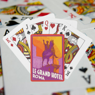 Jeu De Cartes Le Grand Hotel Roma Statue, Italie, Vintage voyage