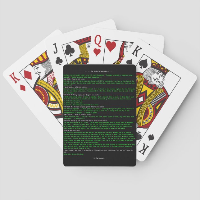Jeu De Cartes Le Manifeste du pirate informatique (dos)