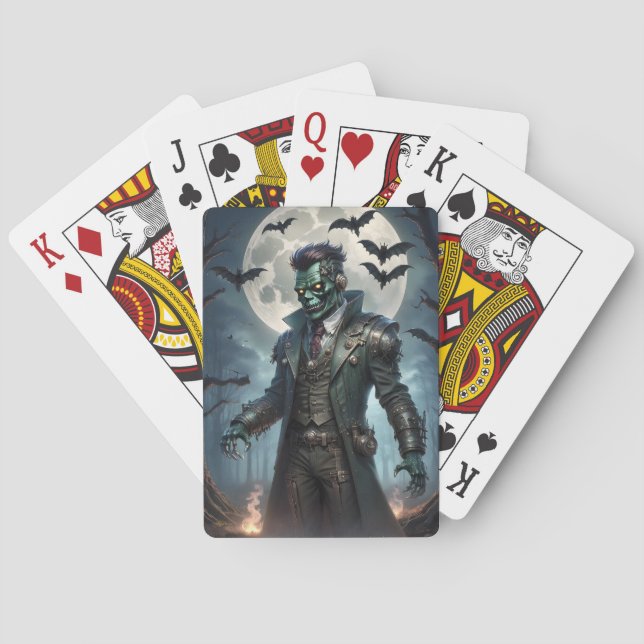 Jeu De Cartes Le monstre de Halloween Steampunk Frankenstein (dos)