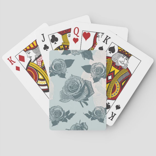 Jeu De Cartes Le motif floral avec s'est levé (dos)