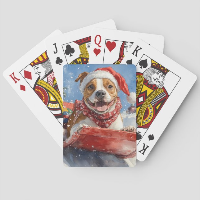 Jeu De Cartes Le Staffordshire américain à Noël doré (dos)