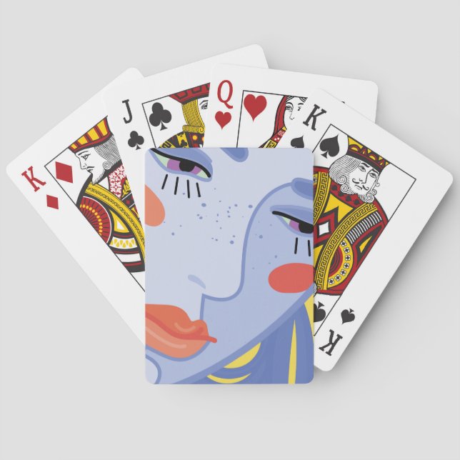 Jeu De Cartes le visage d'une femme avec un rouge à lèvres brill (dos)