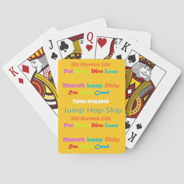Jeu De Cartes Leap Hop Skip Lean Text Design couleurs mélangées (dos)