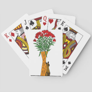 Jeu De Cartes Lecteur de fleurs   Fleurs Rouges Avec Chat En Boi