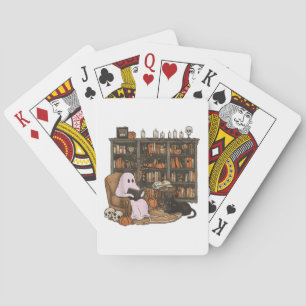 Jeu De Cartes Lecteur fantôme Livre Amateur de chat Halloween 