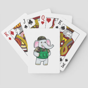 Jeu De Cartes L'éléphant comme soldat avec uniforme et casque