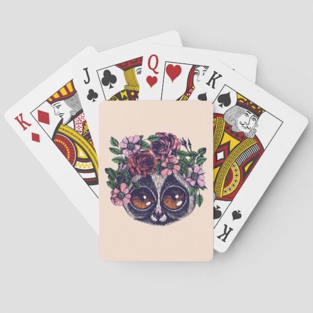 Jeu De Cartes Lémur floral doux (dos)