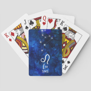Jeu De Cartes Leo Zodiac Constellation bleu foncé Galaxie Monogr