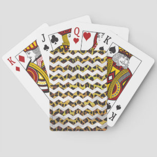 Jeu De Cartes Leopard Brown and Yellow Cevron Print