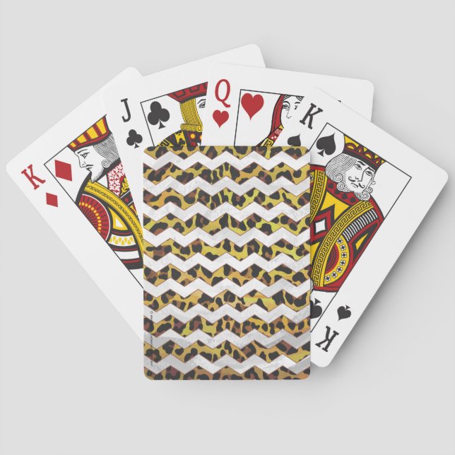 Jeu De Cartes Leopard Brown and Yellow Cevron Print (dos)