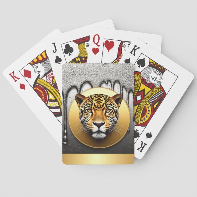 Jeu De Cartes Léopard doré avec détails de gouttes d'eau 🐆 (dos)