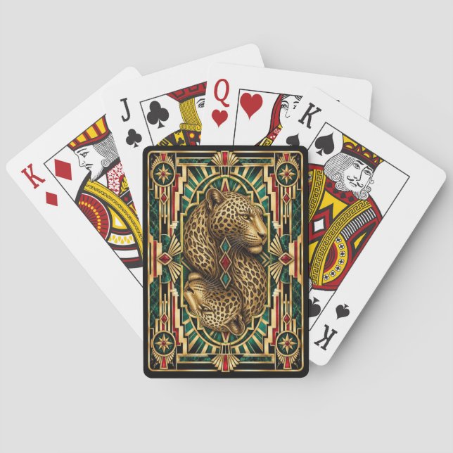 Jeu De Cartes Léopard, faune Art déco (dos)